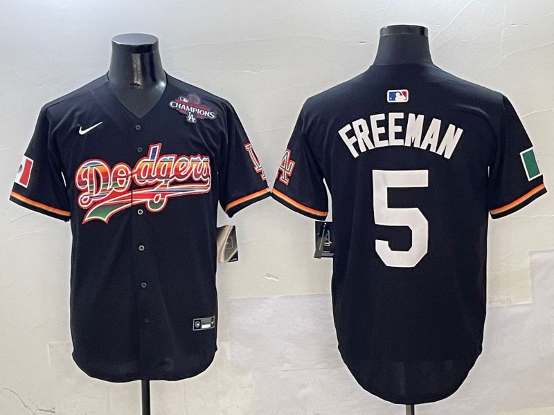 Men Los Angeles Dodgers #5 Freeman Black rainbow Nike 2025 MLB Jersey style 6->los angeles dodgers->MLB Jersey